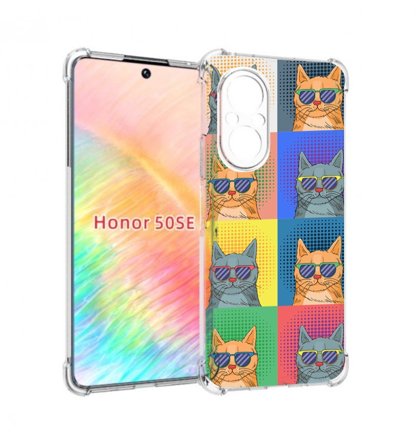 

Чехол бампер MyPads разноцветные-коты для Honor 50 SE противоуда, Прозрачный, Tocco