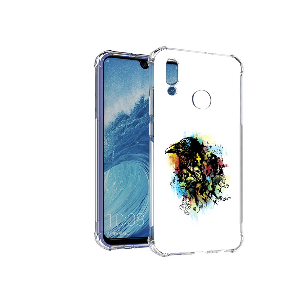 

Чехол MyPads Tocco для Huawei P Smart (2019) ворон и черепа, Прозрачный, Tocco