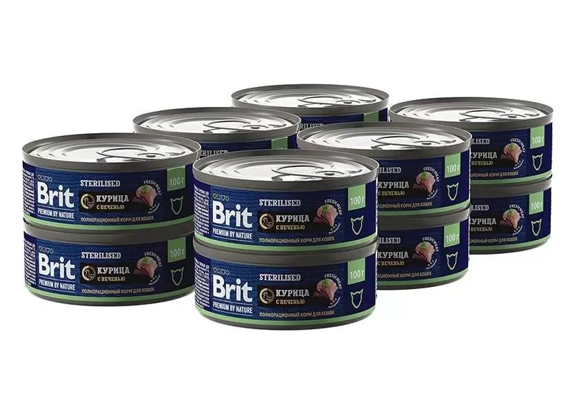 

Консервы для кошек BRIT PREMIUM BY NATURE CAT с курицей и печенью, 12шт по 100г, Premium