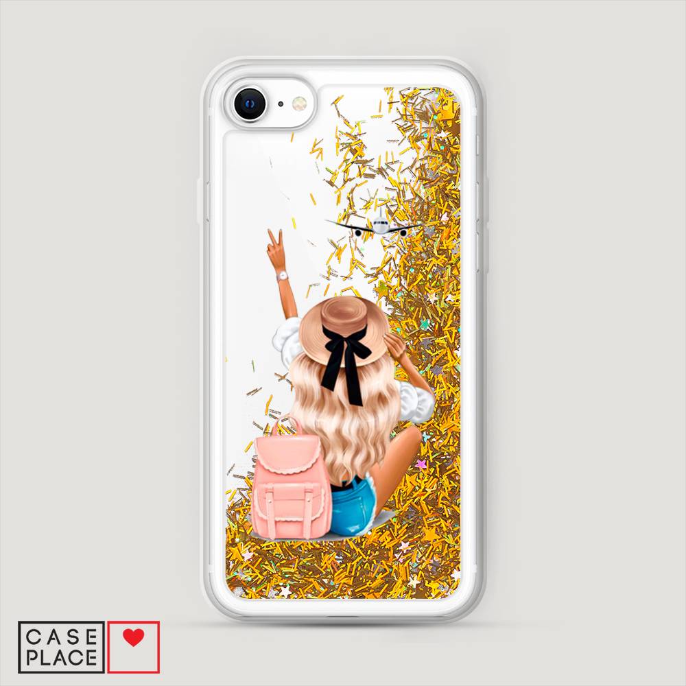 

Жидкий чехол с блестками "Автостопом самолетом" на Apple iPhone SE 2020, 12490-1