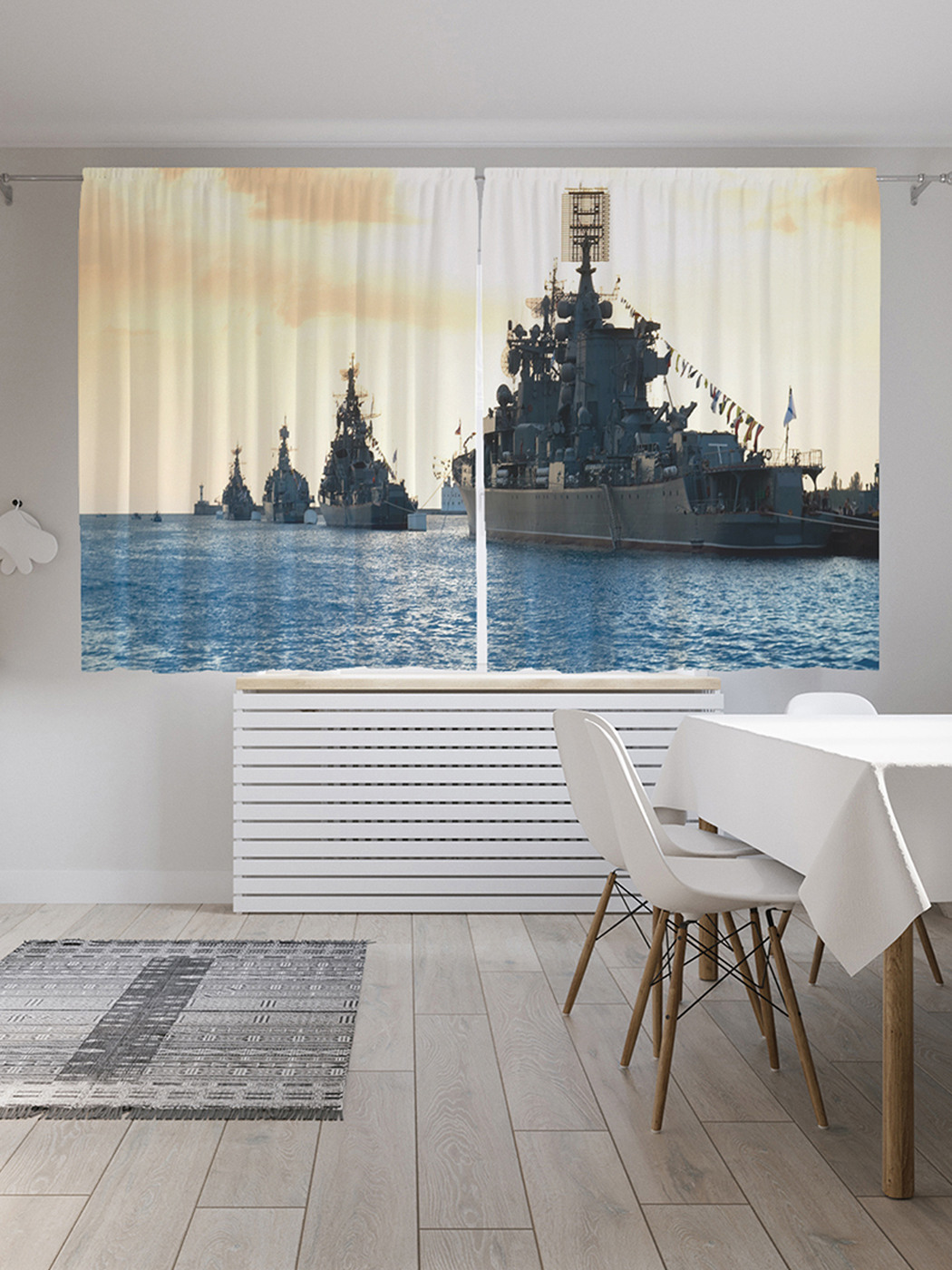 

Шторы с фотопечатью "Морской флот" из сатена, 290х180 см