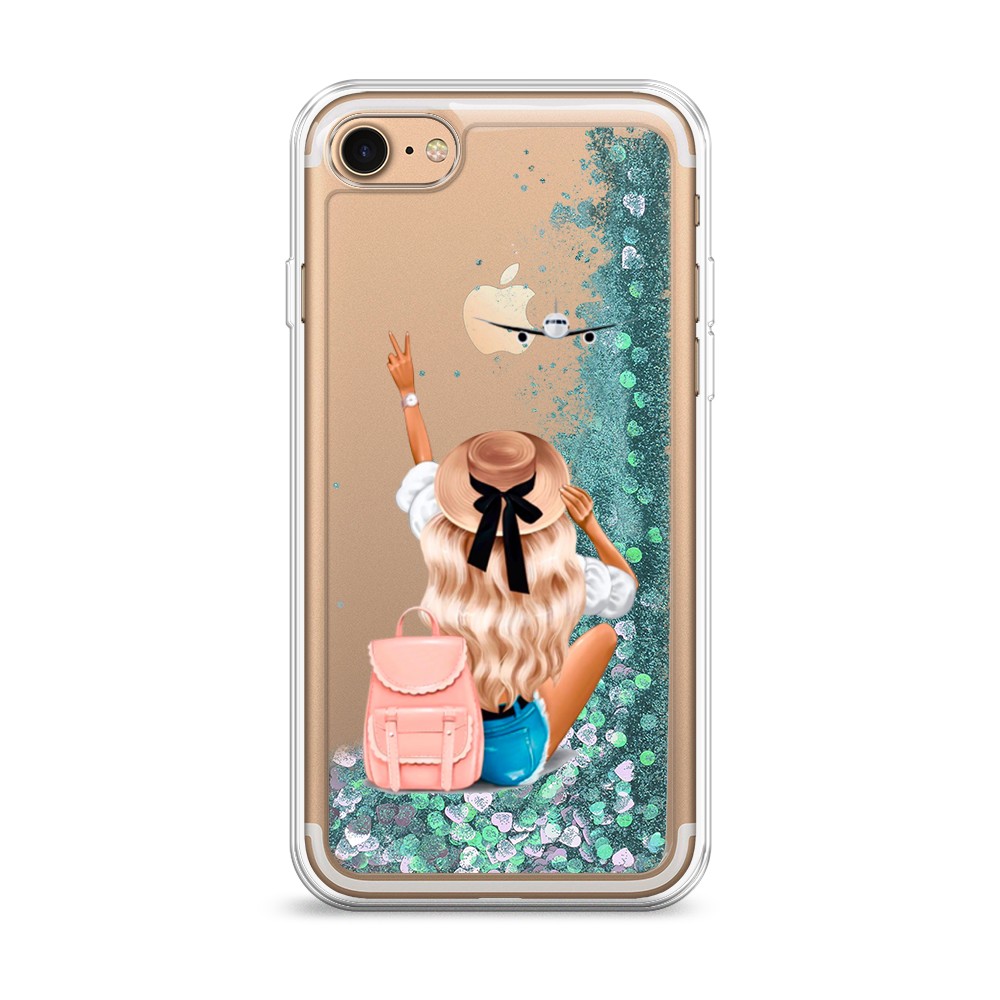 

Жидкий чехол с блестками "Автостопом самолетом" на Apple iPhone 8, 10895-1