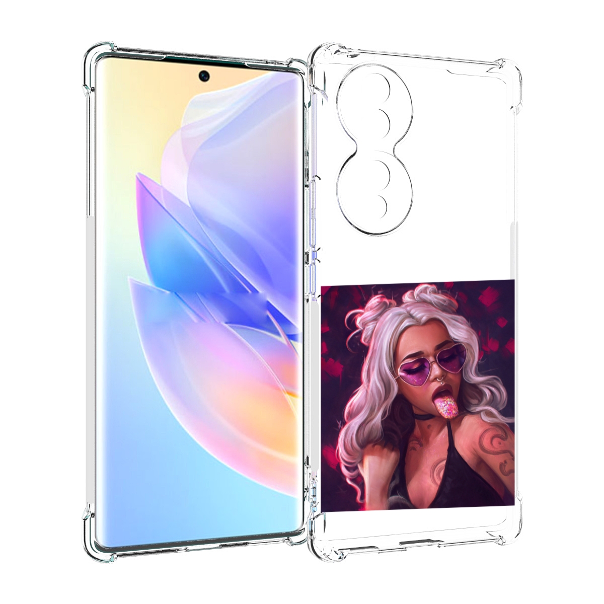 

Чехол MyPads блестящий-язык женский для Honor 70, Прозрачный, Tocco