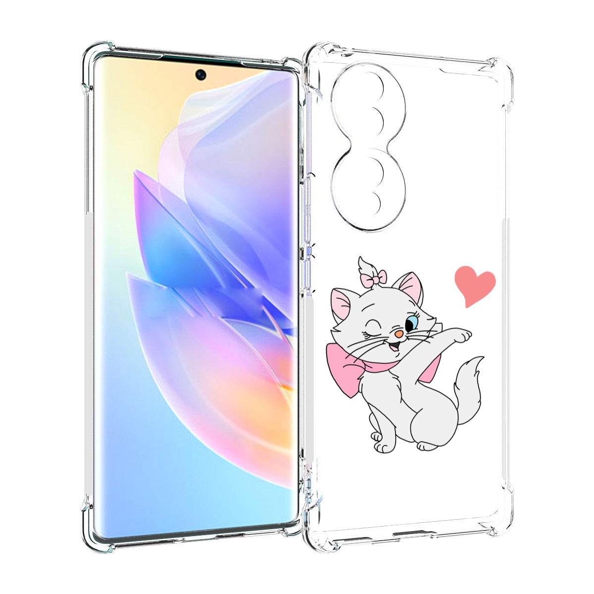 

Чехол MyPads белая-кошечка-с-сердечком женский для Honor 70, Прозрачный, Tocco