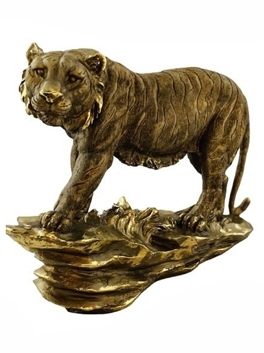 фото Скульптура ломоносовский фарфор спб бф65 тигр идет по камню. полистоун. 34 см.