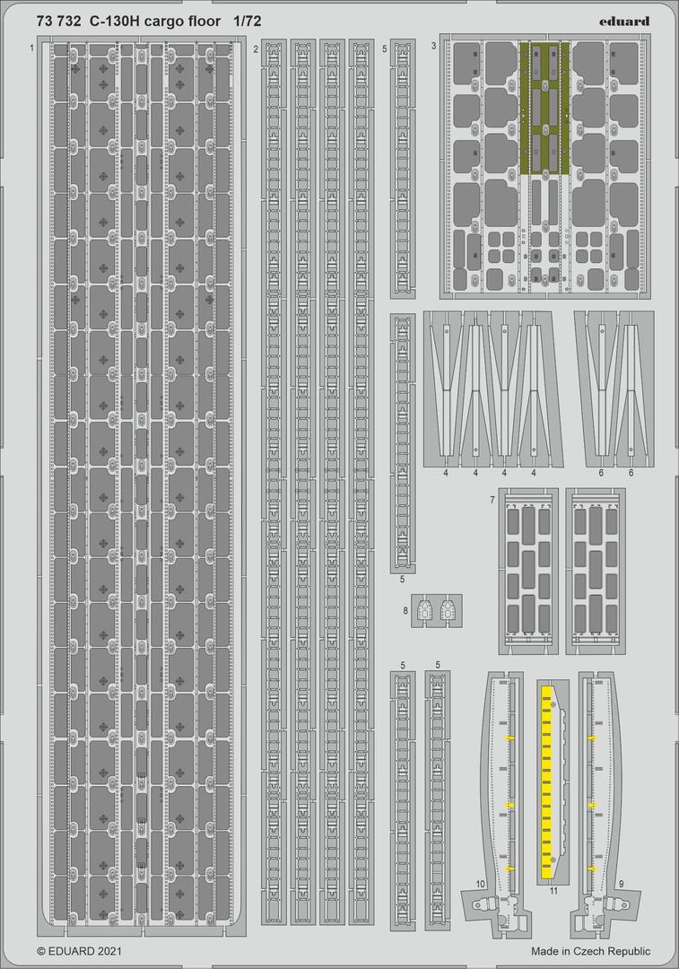 

73732 Eduard 1/72 Фототравление для C-130H пол грузового отсека, Однотонный, 73732