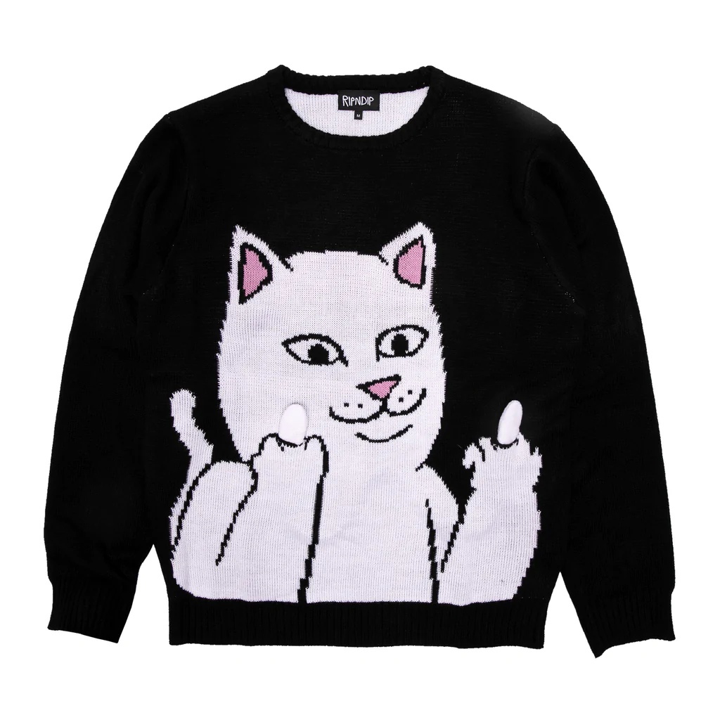 

Свитер мужской Ripndip Lord Nermal Flippy Knitty Sweater черный M, Lord Nermal Flippy Knitty Sweater