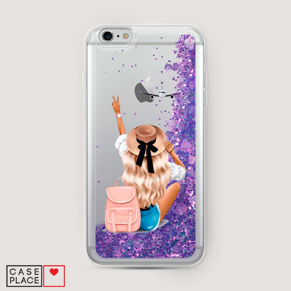 

Жидкий чехол с блестками "Автостопом самолетом" на Apple iPhone 6 Plus, 10592-1