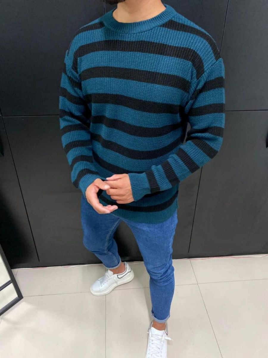 

Свитер мужской NoBrand Stripes синий XL, Stripes