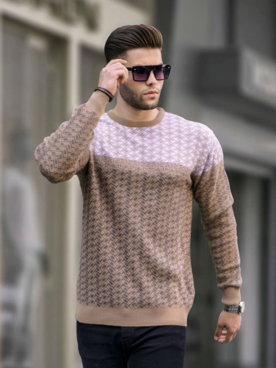 

Свитер мужской NoBrand Patterns бежевый S, Patterns
