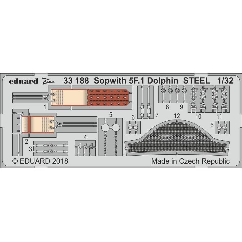 

33188 Eduard 1/32 Фототравление для модели Sopwith 5F.1 Dolphin STEEL, Однотонный, 33188