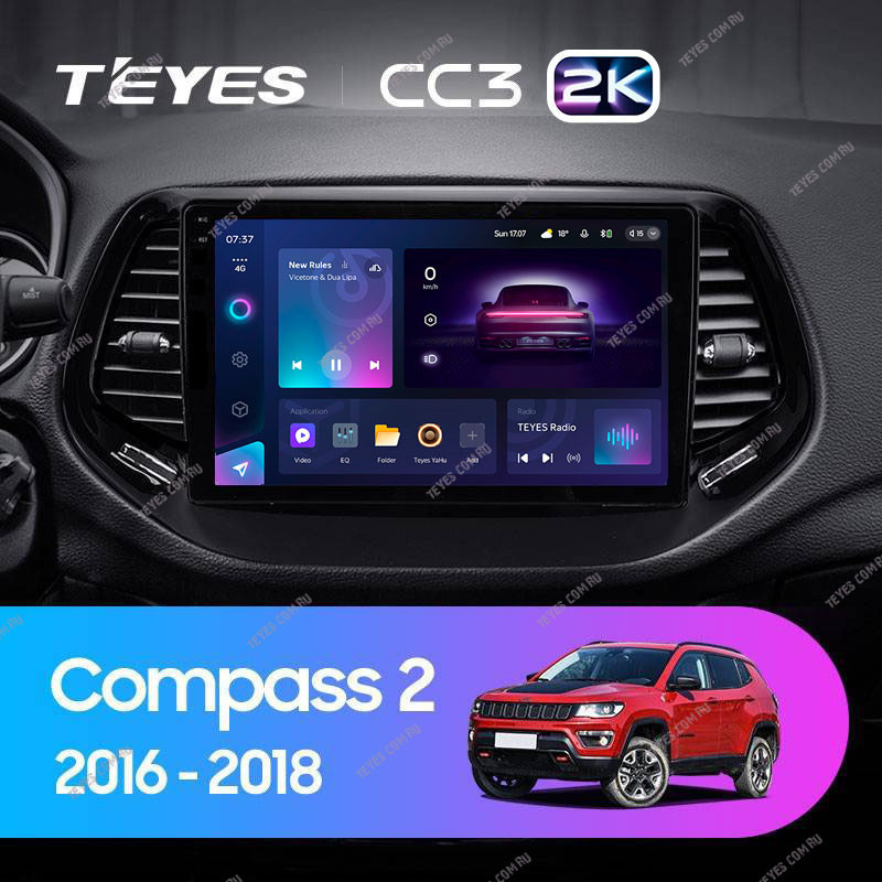 Штатная магнитола Teyes CC3 2K 432 Jeep Compass 2 MP 2016-2018 3880000₽
