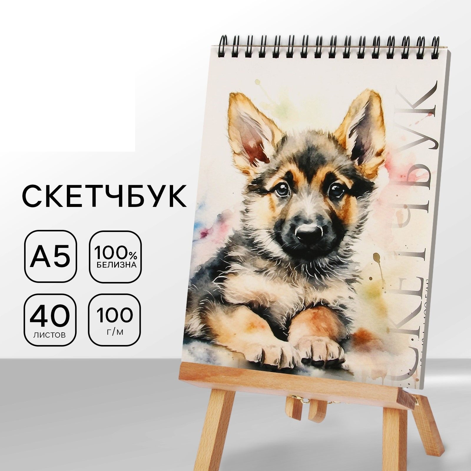 Скетчбук А5, 40 л 100 г/м2 Собака