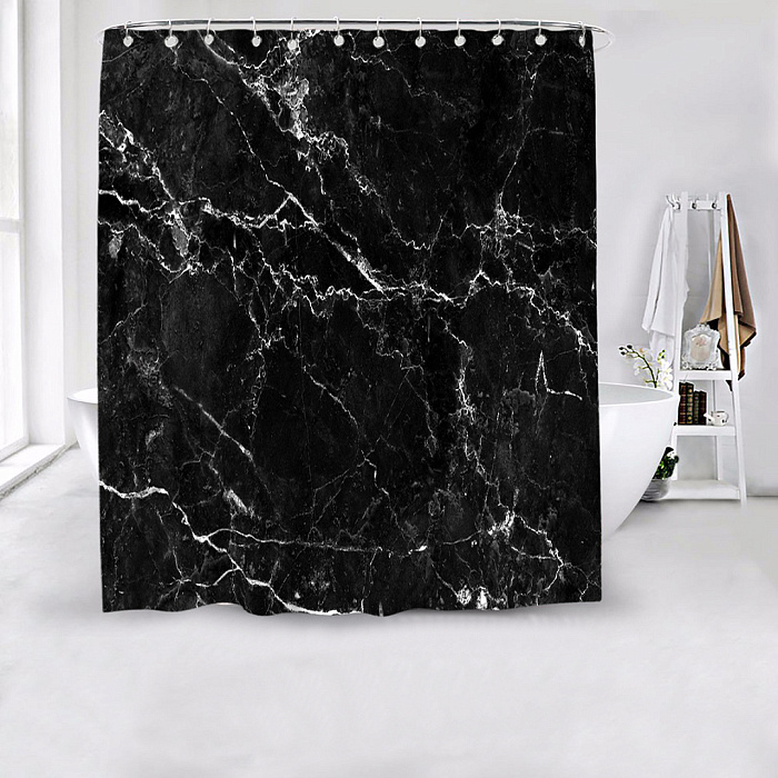 Штора для ванной комнаты Ridberg Marble 180 x 200 см (Black)