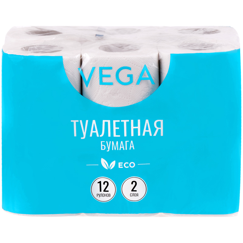 Бумага туалетная 2-слойная Vega Эко белая 15м 12 рул/уп 4 уп. бумага туалетная 2 слойная officeclean белая 30м 4 рул уп 12 уп