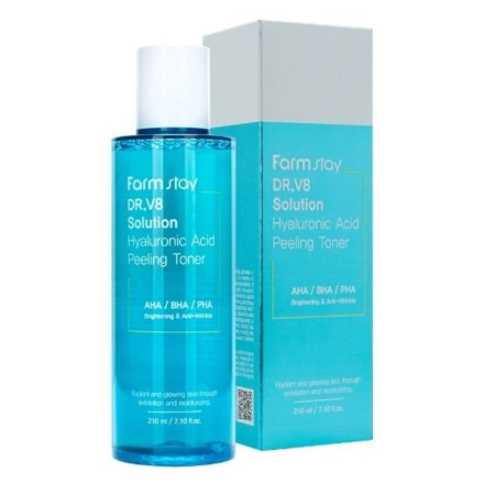 Тонер-пилинг для лица с кислотами FarmStay Dr.V8 Solution Hyaluronic Acid Peeling Toner