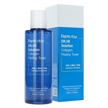 

Тонер-пилинг для лица FarmStay Dr.V8 Solution Collagen Peeling Toner омолаживающий 210 мл