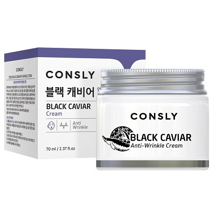 Крем для лица CONSLY Black Caviar Anti-Wrinkle Cream против морщин, 70 мл ps lab крем для лица с комплексом черная икра какао anti age