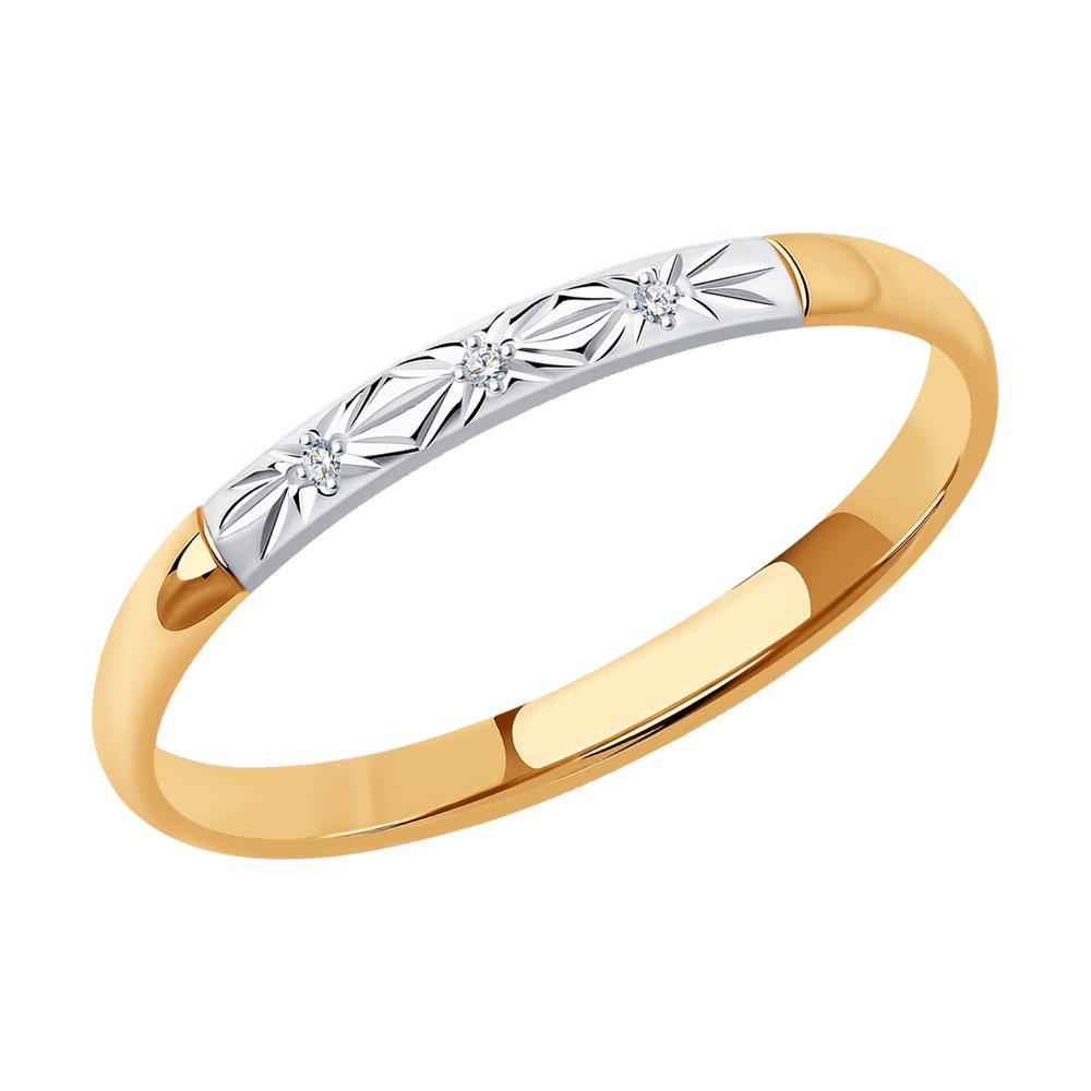 

Кольцо обручальное из красного золота с бриллиантом р.  SOKOLOV Diamonds 1110201, 1110201
