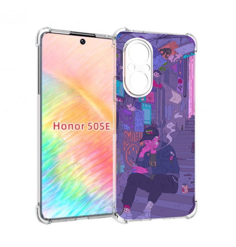 

Чехол бампер MyPads парень в подъезде мультик для Honor 50 SE пр, Прозрачный, Tocco