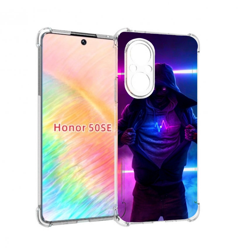 

Чехол бампер MyPads парень в капюшоне неоновый для Honor 50 SE п, Прозрачный, Tocco