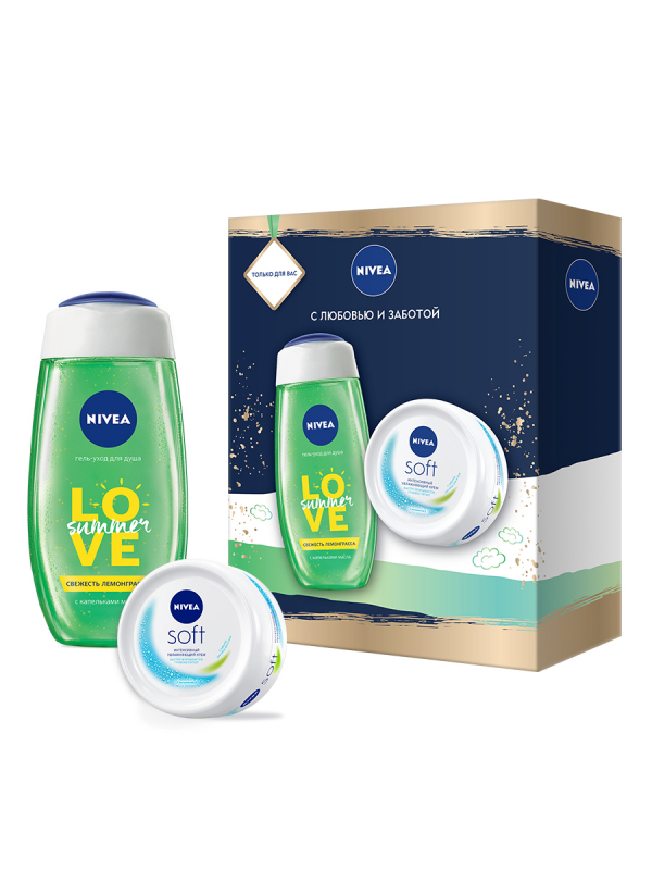 фото Nivea / набор "свежесть лемонграсса" гель для душа, 250 мл,крем soft, 100 мл.