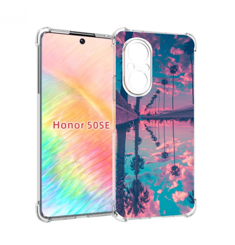 

Чехол бампер MyPads отражение-пальм для Honor 50 SE противоударный, Прозрачный, Tocco