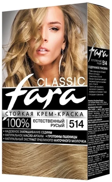 Стойкая крем-краска для волос FARA Classic 514 естественный 115 мл, уход за волос... Россия русый