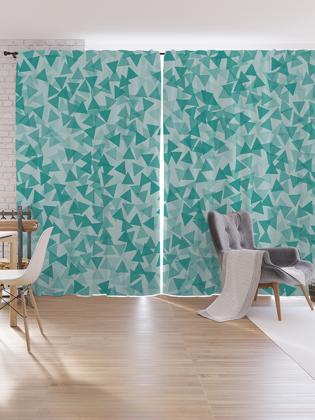 

Шторы под лён JoyArty "Треугольные обьятия", серия Oxford DeLux, 340х265 см, Треугольные обьятия