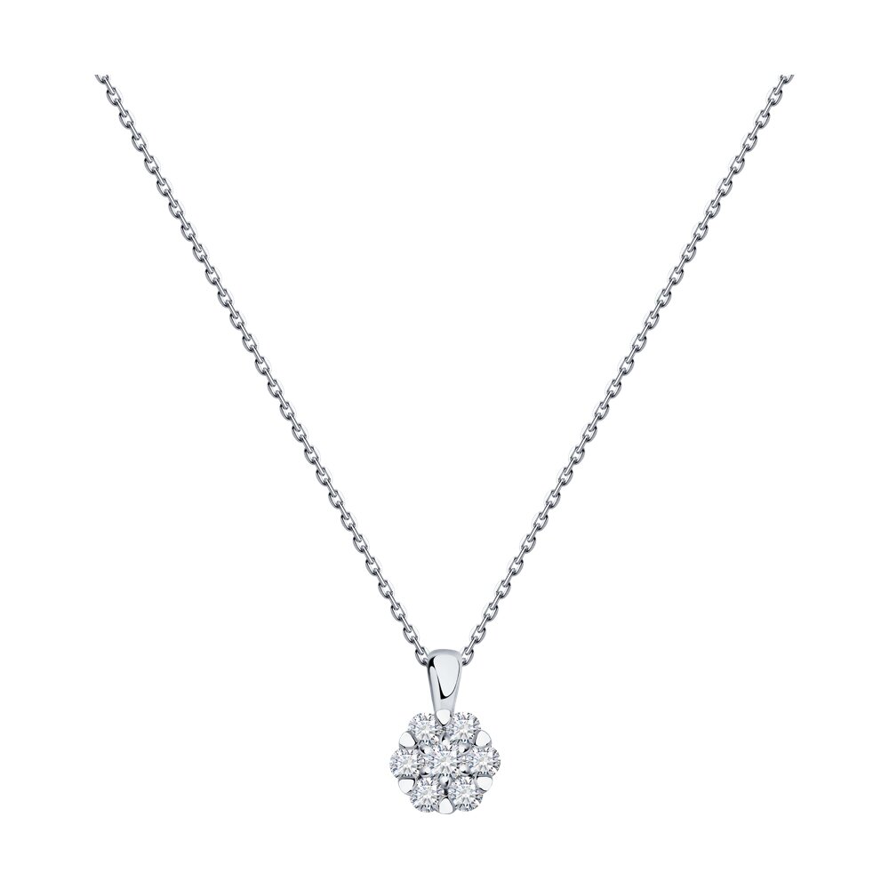 

Колье из белого золота 50 см SOKOLOV Diamonds 1070261-3, бриллиант, 1070261-3