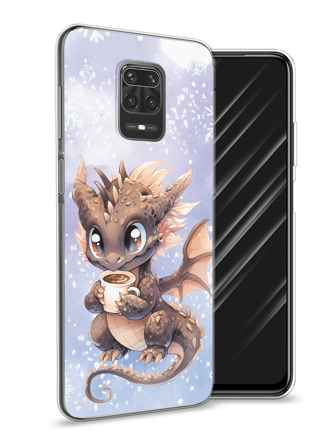 

Чехол Awog на Xiaomi Redmi Note 9S/Note 9 Pro "Дракончик с кружкой тёмный", Бежевый;розовый;серый, 38050-1