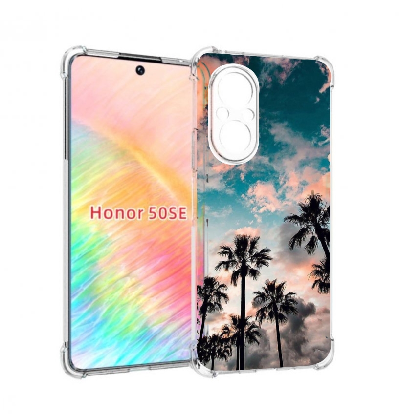 

Чехол бампер MyPads небо-с-пальмами для Honor 50 SE противоударный, Прозрачный, Tocco