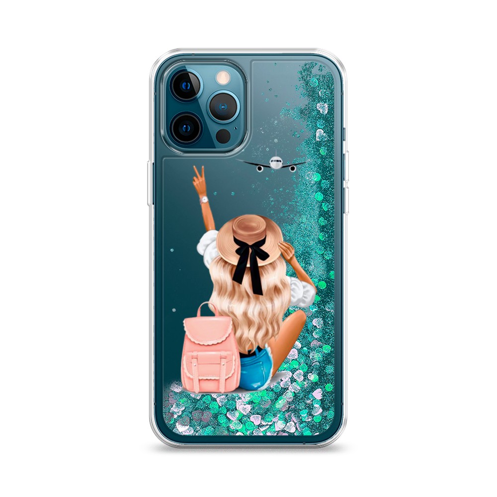 

Жидкий чехол с блестками "Автостопом самолетом" на Apple iPhone 12 Pro, 12895-1