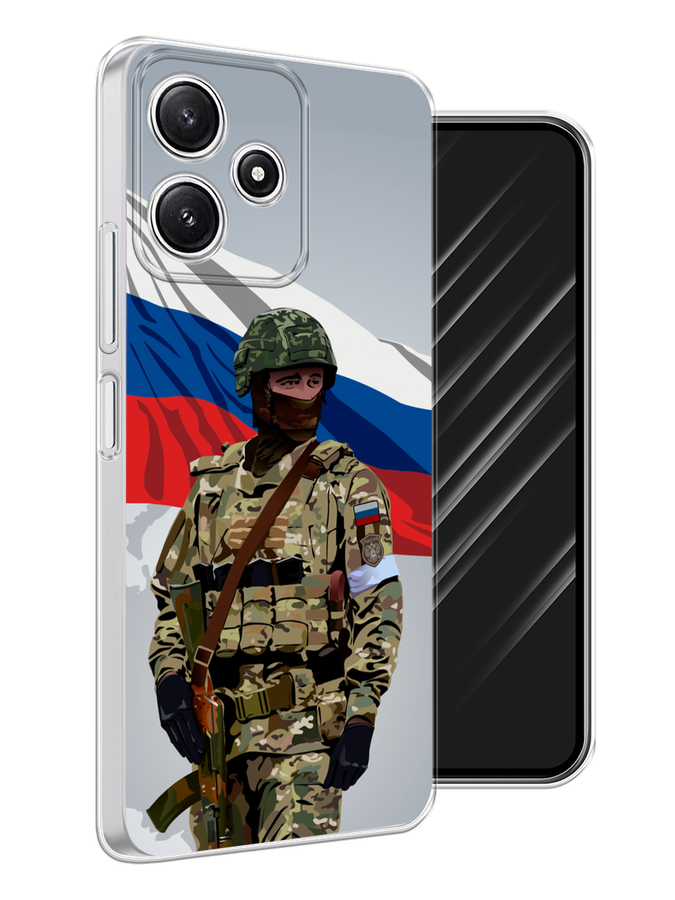 

Чехол Awog на Xiaomi Redmi 12 5G, Xiaomi Redmi 12R, Poco M6 Pro 5G "Солдат с флагом", Белый;синий;красный;зеленый, 319750-1