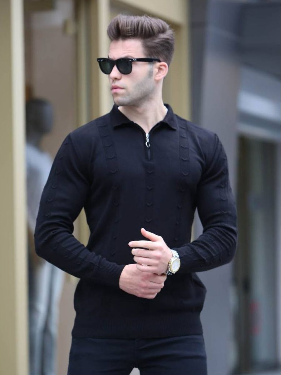 

Свитер мужской NoBrand Zipper черный S, Zipper