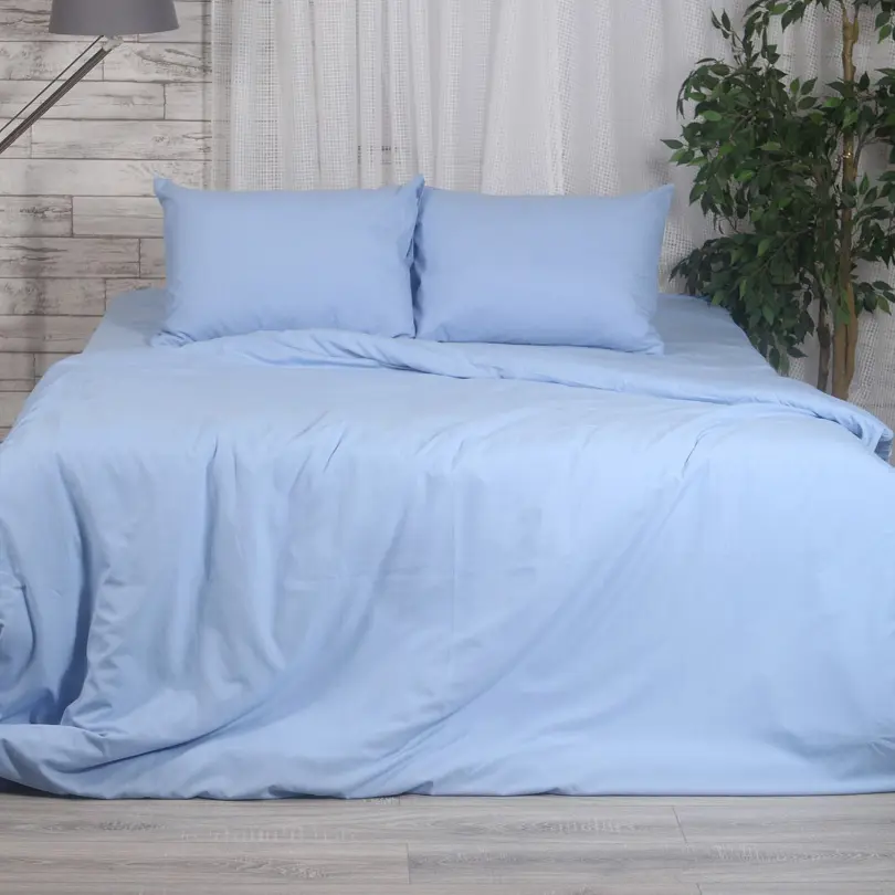 

Комплект постельного белья Rustic Blue полутораспальный полисатин синий