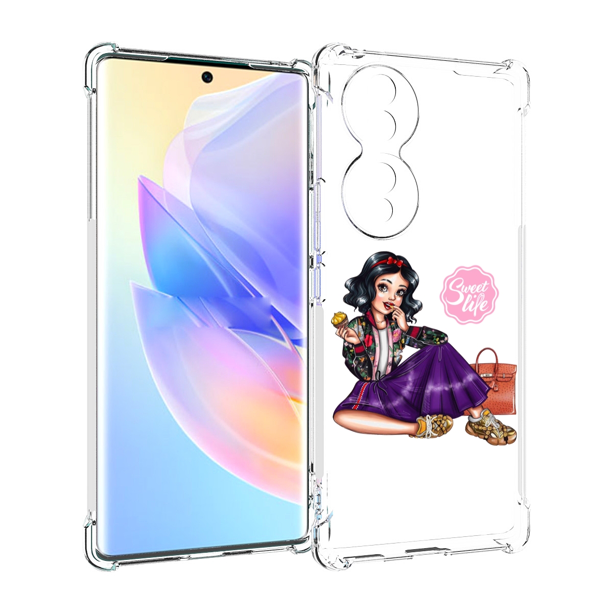 

Чехол MyPads Сладкая-жизнь женский для Honor 70, Прозрачный, Tocco
