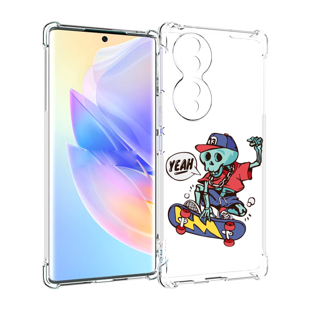 

Чехол MyPads Скелет-на-скейте для Honor 70, Прозрачный, Tocco