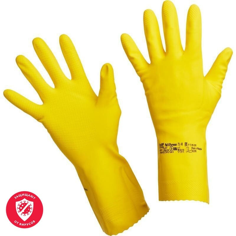 Перчатки латексные Vileda желтые размер 7 S артикул производителя 100758, 932608