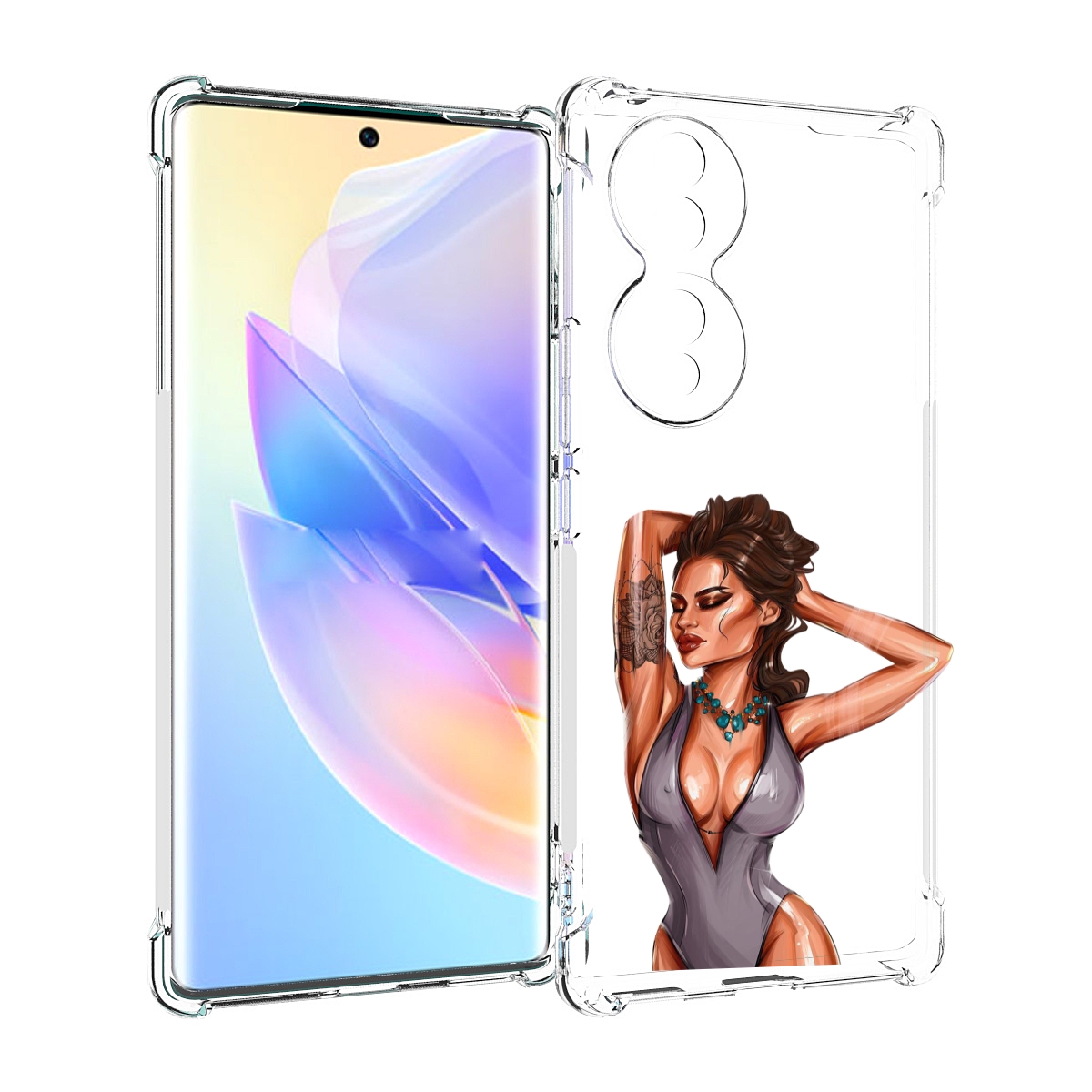 

Чехол MyPads Роскошная-девушка женский для Honor 70, Прозрачный, Tocco