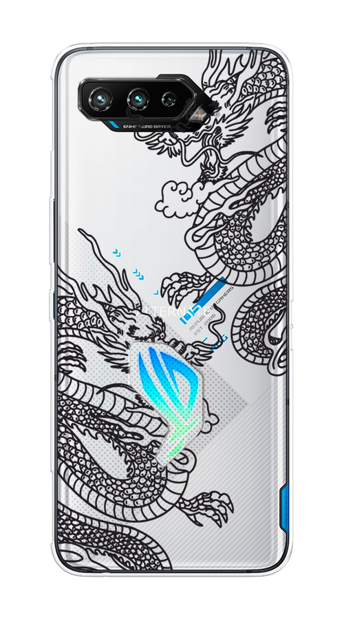 

Чехол на Asus Rog Phone 5/5s "Два китайских дракона", Серый;черный, 44250-1