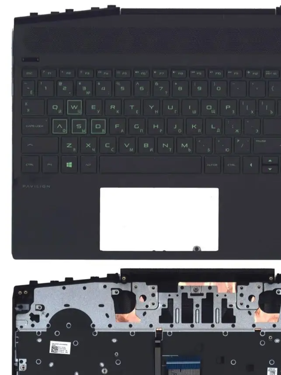 

Клавиатура для HP Pavilion Gaming 15-DK топкейс, черный с зеленой подсветкой