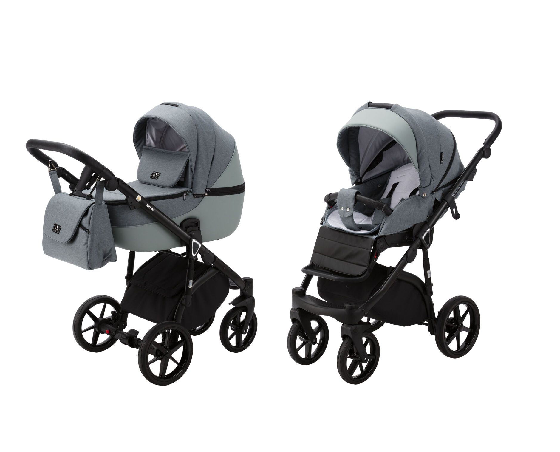 

Коляска 2 в 1 ADAMEX Mateo Lux PS-72, серый/серо-зеленая кожа, Mateo Lux