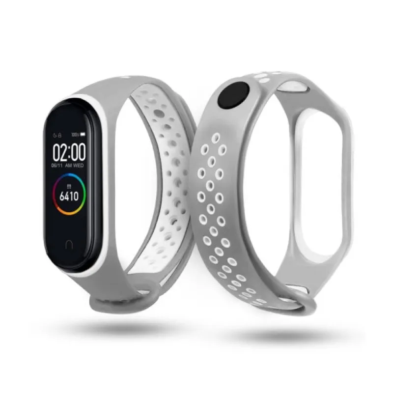 Ремешок Unknown для Mi band 3/4 NIKE серый с белым