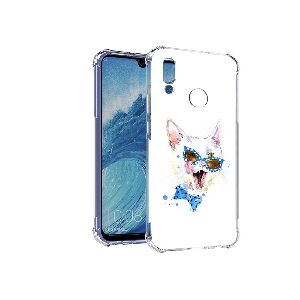 

Чехол MyPads Tocco для Huawei P Smart (2019) белый кот, Прозрачный, Tocco