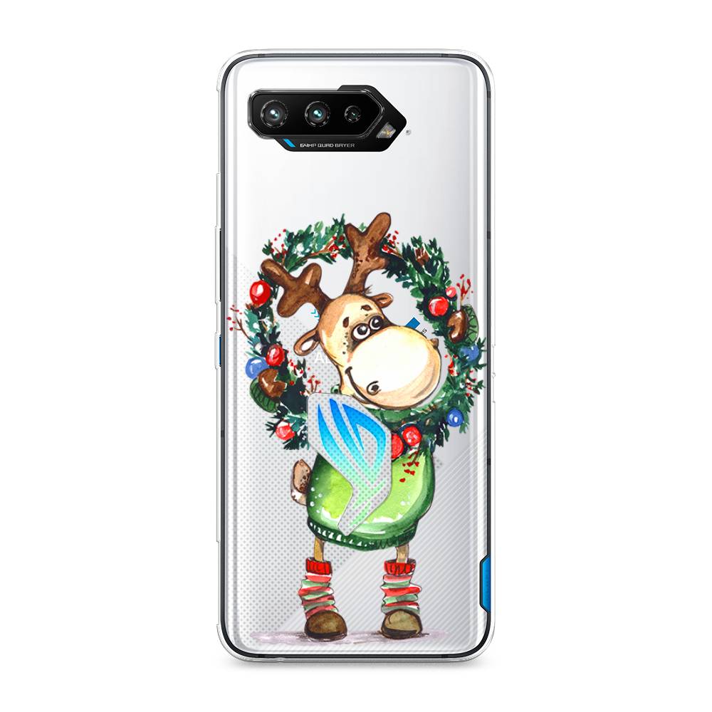 

Чехол для Asus Rog Phone 5/5s "Олень с новогодним венком", 44250-4