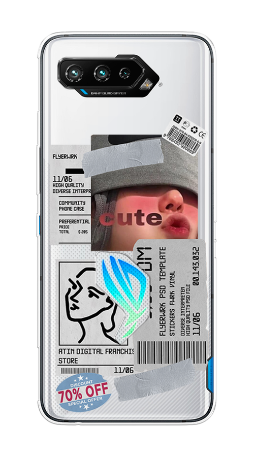 

Чехол на Asus Rog Phone 5/5s "Cute girl collage", Розовый;серый;голубой, 44250-6