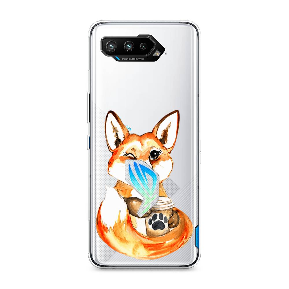 

Чехол для Asus Rog Phone 5/5s "Подмигивающая лиса с кофе", 44250-4