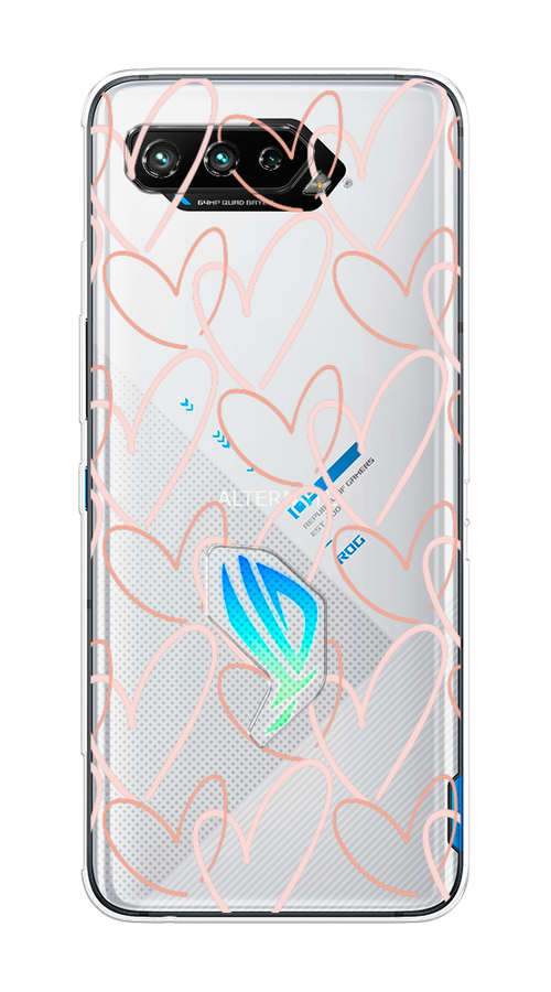 

Чехол на Asus Rog Phone 5/5s "Узор из сердечек", Розовый;бежевый, 44250-6