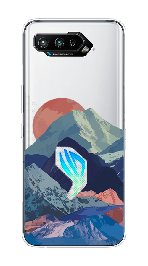 

Чехол на Asus Rog Phone 5/5s "Закат в снежных горах", Красный;серый;голубой, 44250-2